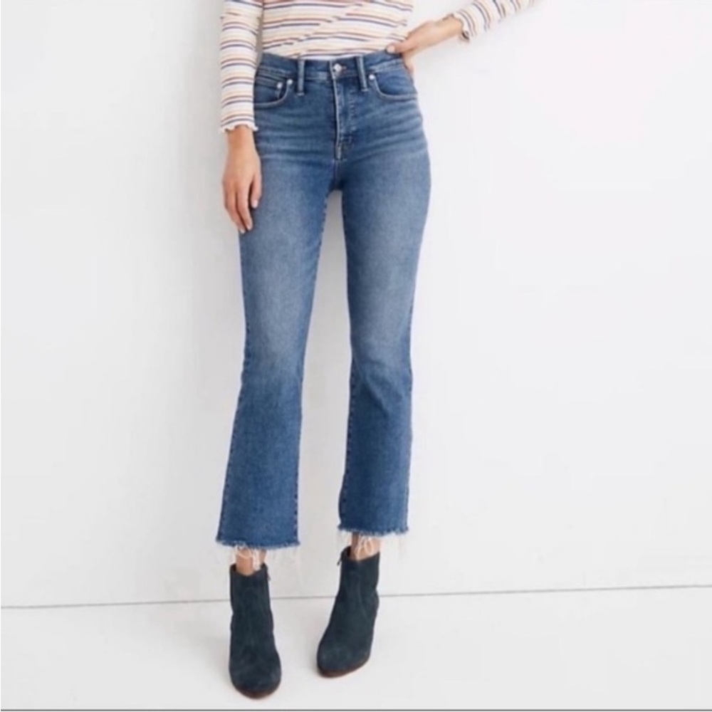 Madewell Cali Demi Boot Cut Jeans Raw Hem Mid Rise Sz 25 Streetwear